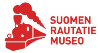 Tässä on Suomen rautatiemuseon logo, jossa myös tekstinä sen nimi