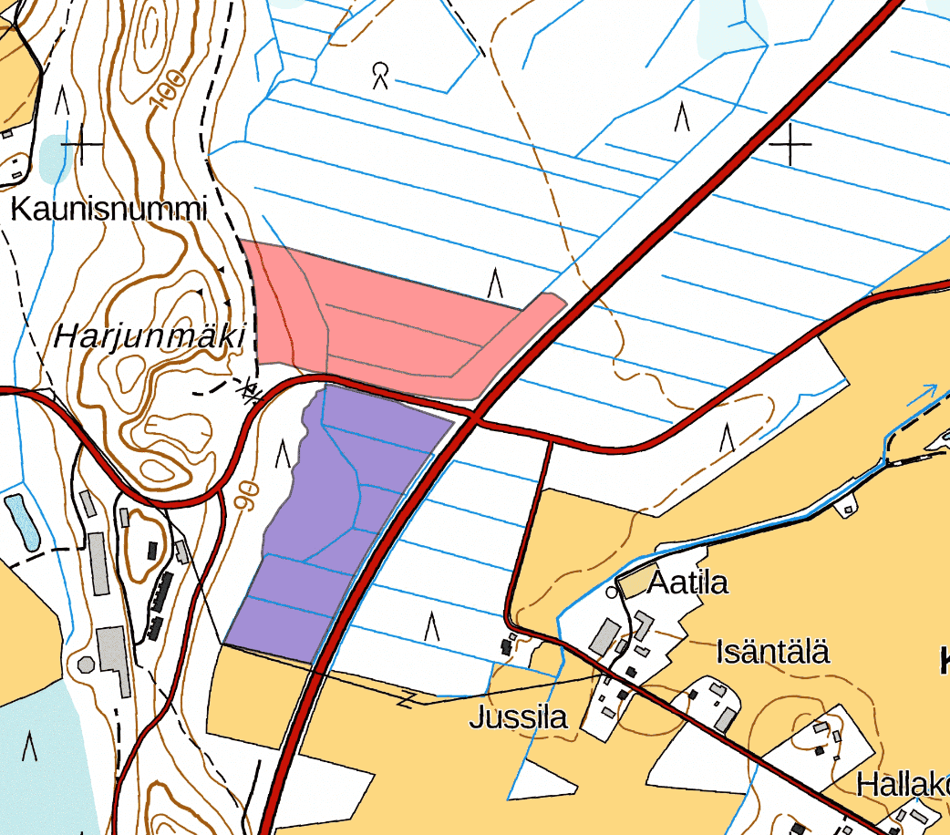 Karttakuva alueesta, jolta voi kerätä polttopuiya