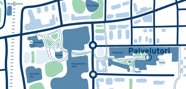 Palvelutorin lähestymiskartta.