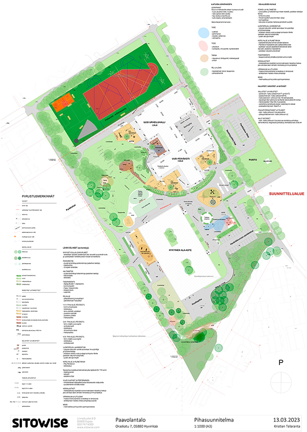 Paavola liikenne- ja pihasuunnitelma. Klikkaa kuvaa suuremmaksi.