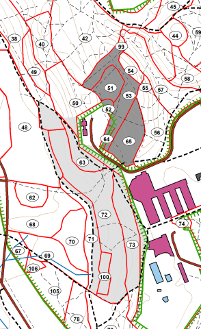 Kartta Sveitsinpuiston metsätyökohteista
