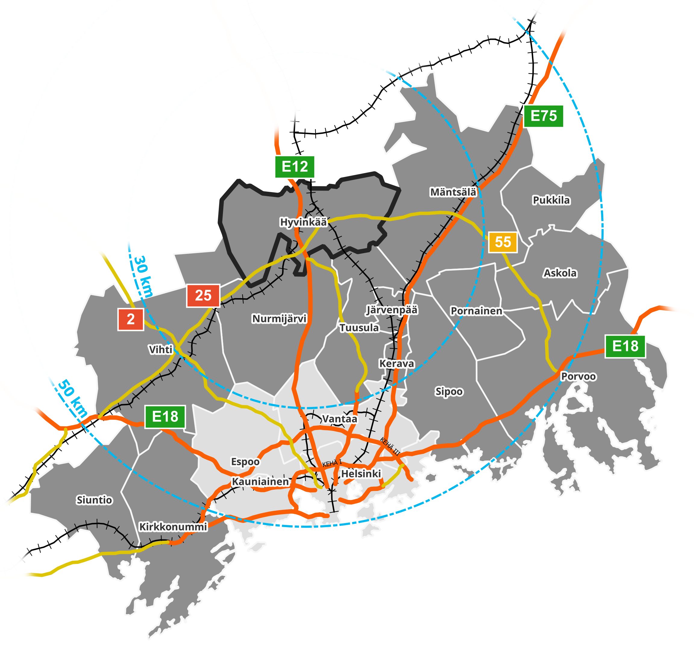 Hyvinkään sijainti