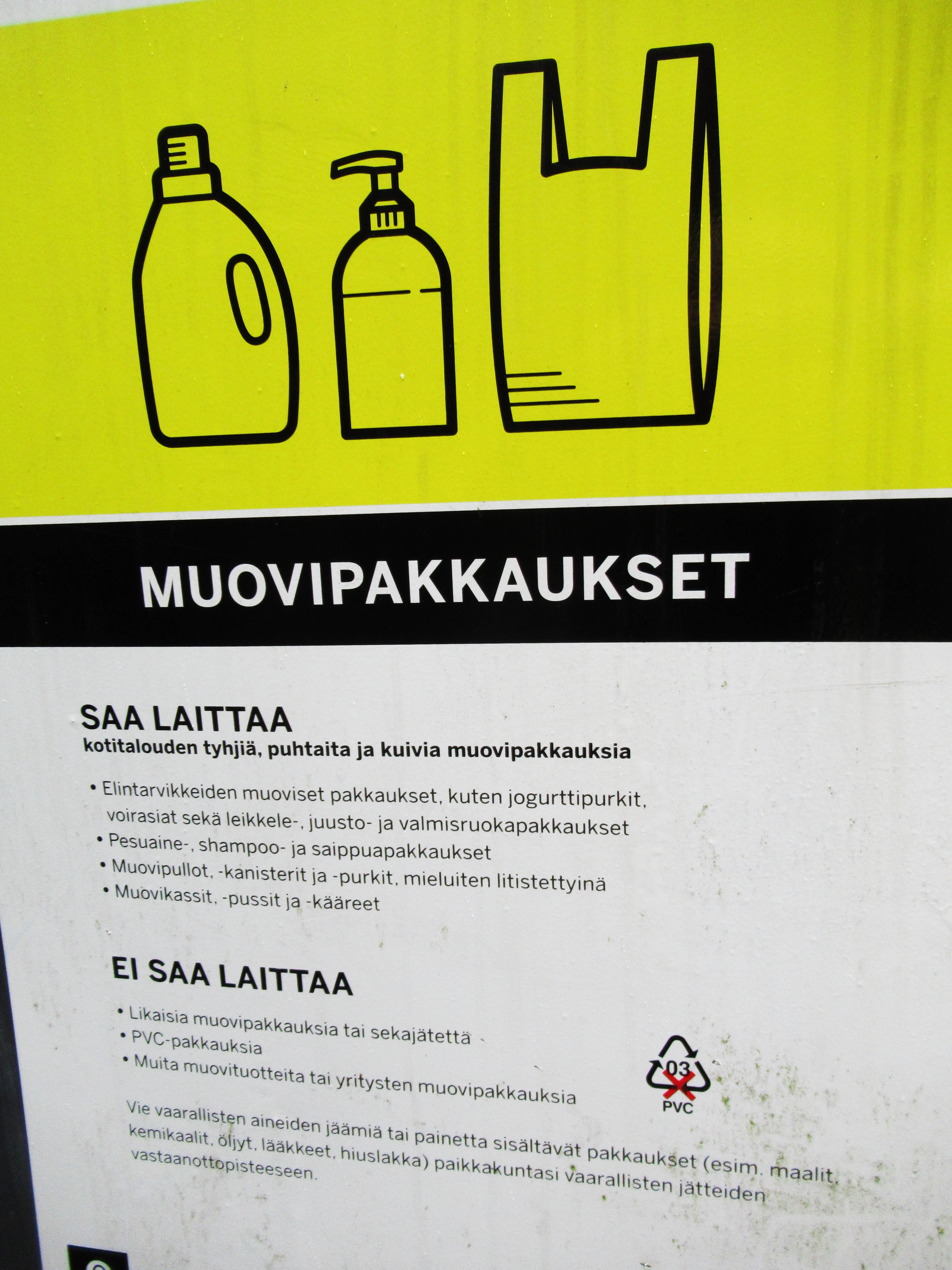 Muovipakkausten kierrätysohje Muovipakkauste kierrätysohje
