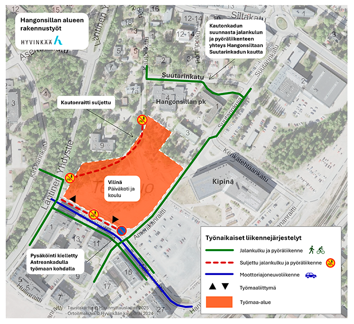 Liikennejärjestelyt Vilinän maanvaihtotyön aikana.