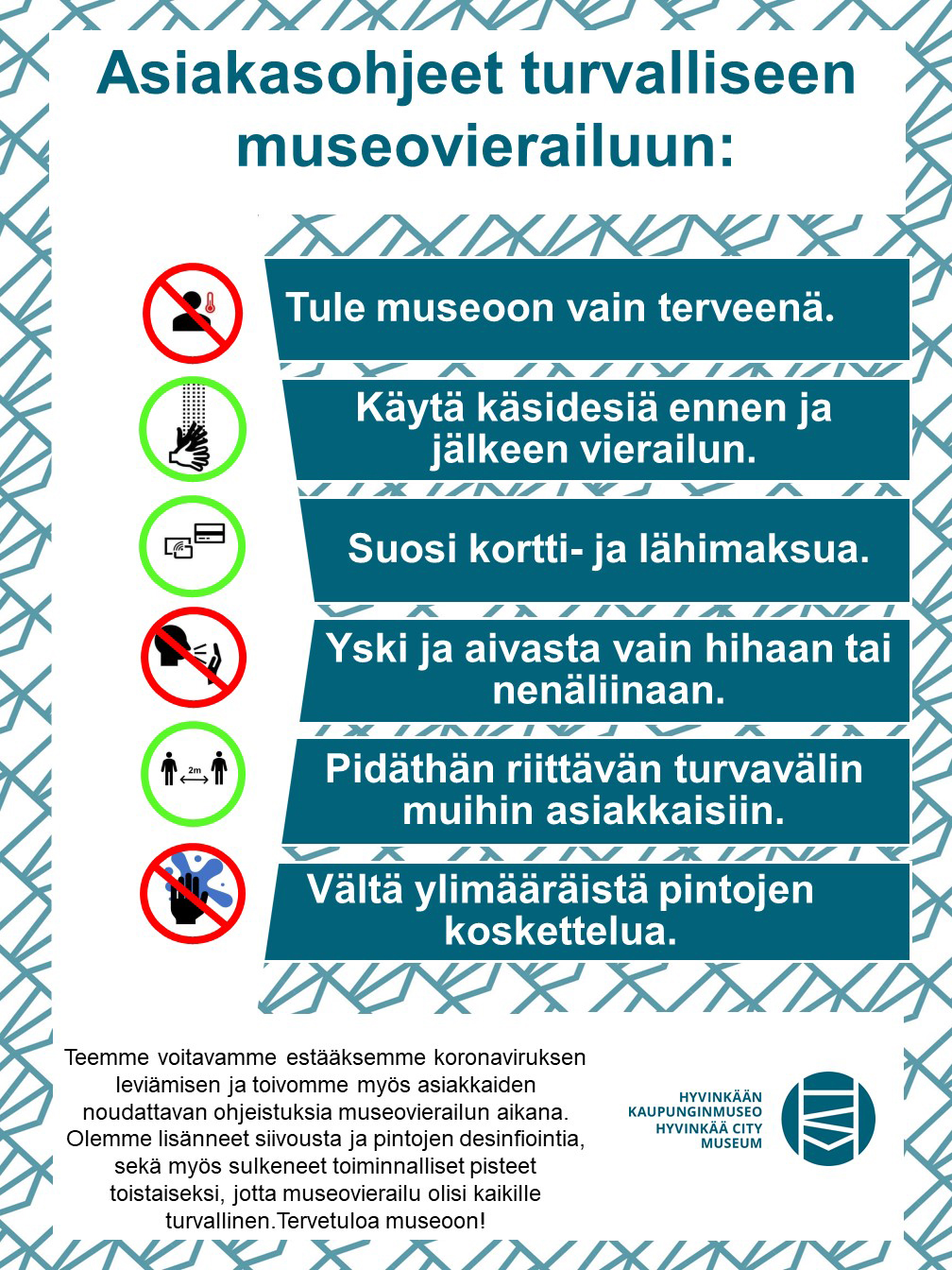 Turvaohjeet kuvana, sama teksti yläpuolella