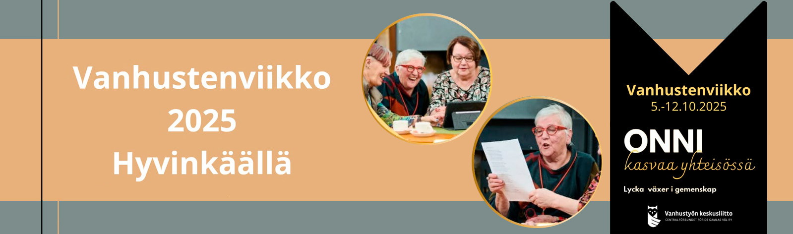 Bannerissa teksti "Vanhustenviikko 2025 Hyvinkäällä", kuvassa ihmisiä