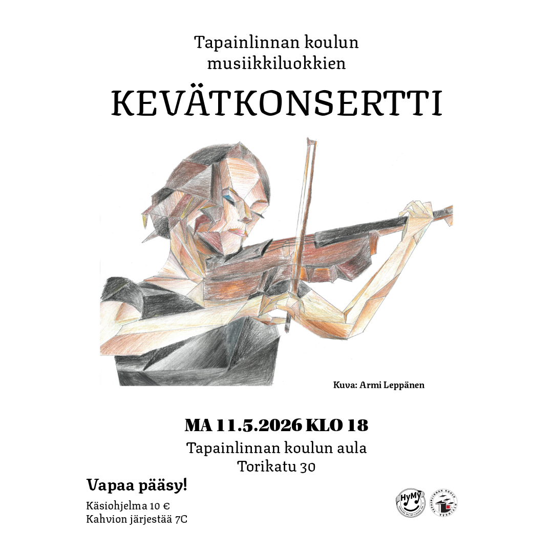 Kevätkonserttijuliste ma 11.5. klo 18 järjestettävään konserttiin.