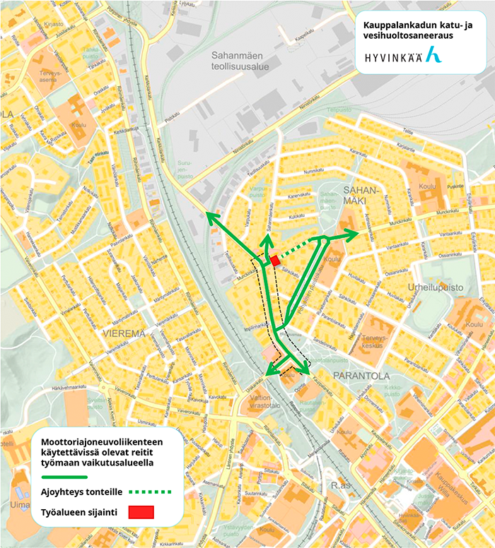 Kauppalankadun urakan vaihe 0+.