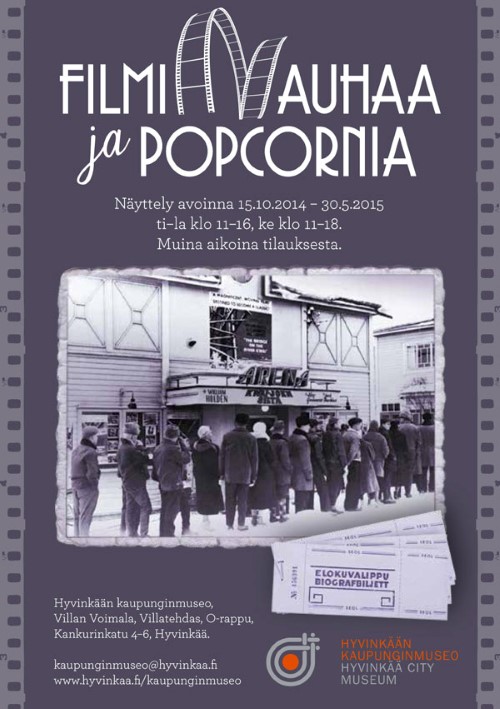 Mainoskuva Filminauhaa ja popcornia -näyttelystä Tässä on mainoskuva Filminauhaa ja popcornia -näyttelystä.