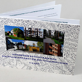 Tässä kuvassa on Hyvinkään keskustaajaman kulttuuriympäristön hoitosuunnitelman kansi.