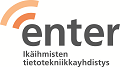 Enter ry:n logo ja teksti ikäihmisten tietotekniikkayhdistys ry