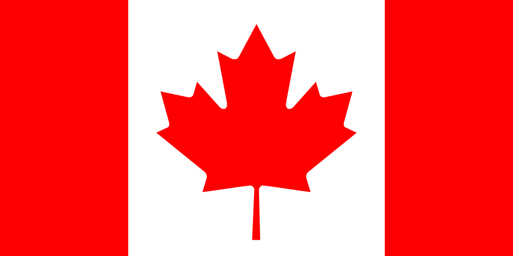 Kuvassa on Kanadan punavalkoinen lippu. Pystyraidat punainen, valkoinen, punainen. Valkoisella alueella punainen vaahteranlehti.