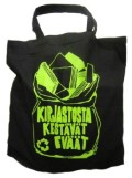 Kuvassa on Kirjastosta kestävät eväät -kangaskassi.