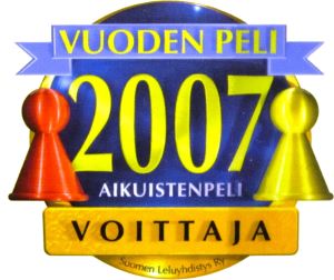 Kuvassa lukee : Vuoden peli 2007 -voittaja, aikuistenpeli
