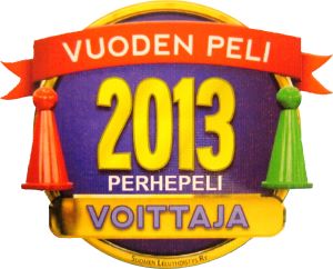 Kuvassa lukee: Vuoden peli 2013 -voittaja, perhepeli