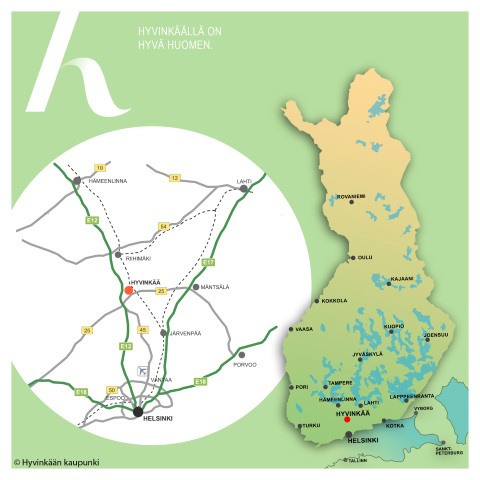 Kuvassa Hyvinkään lähestymiskartta