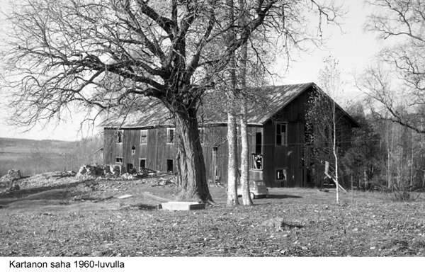 Tässä on kuva Kartanon sahasta 1960-luvulla.