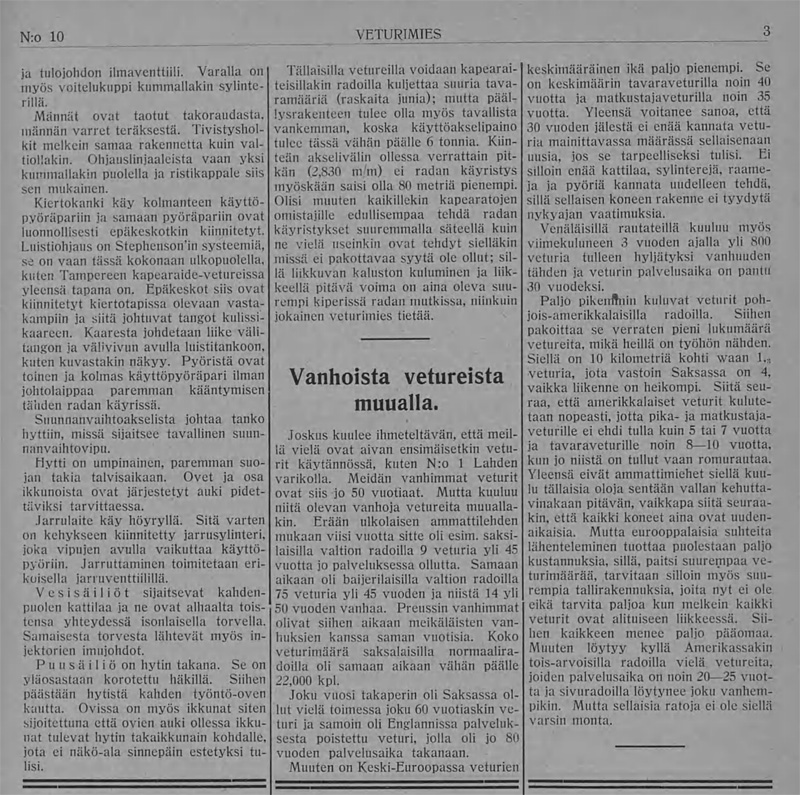 Tässä on artikkeli lehdestä "Veturimies" vuodelta 1911.