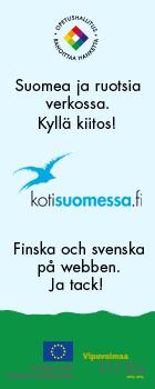 Kuvassa kotisuomessa.fi tunnus ja tekstinä suomea ja ruotsia verkossa