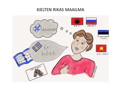 Piiroskuva, jossa lukee kielten rikas maailma