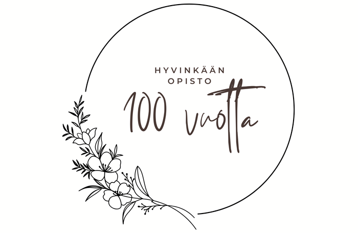 Hyvinkään Opisto 100 vuotta -tunnus.