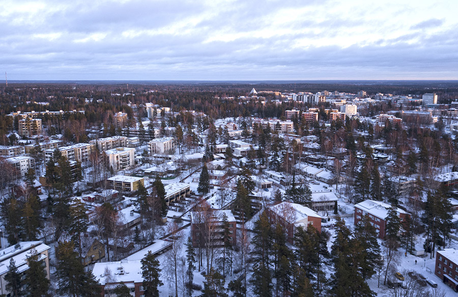 Ilmakuva kaupunkikeskustasta.