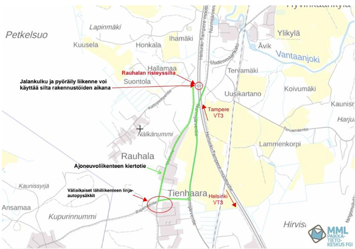 Karttakuva kiertotiestä.