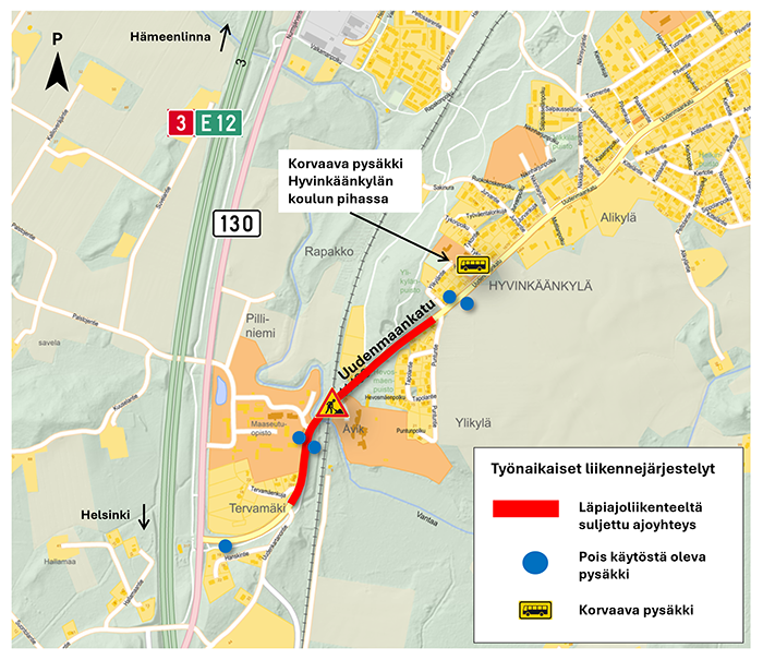 Uudenmaankadun tasoristeys -karttakuva.